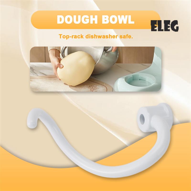 Stand Mixer Bowl - ELEG-Spiral Coated Metal Dough Hook Spiral