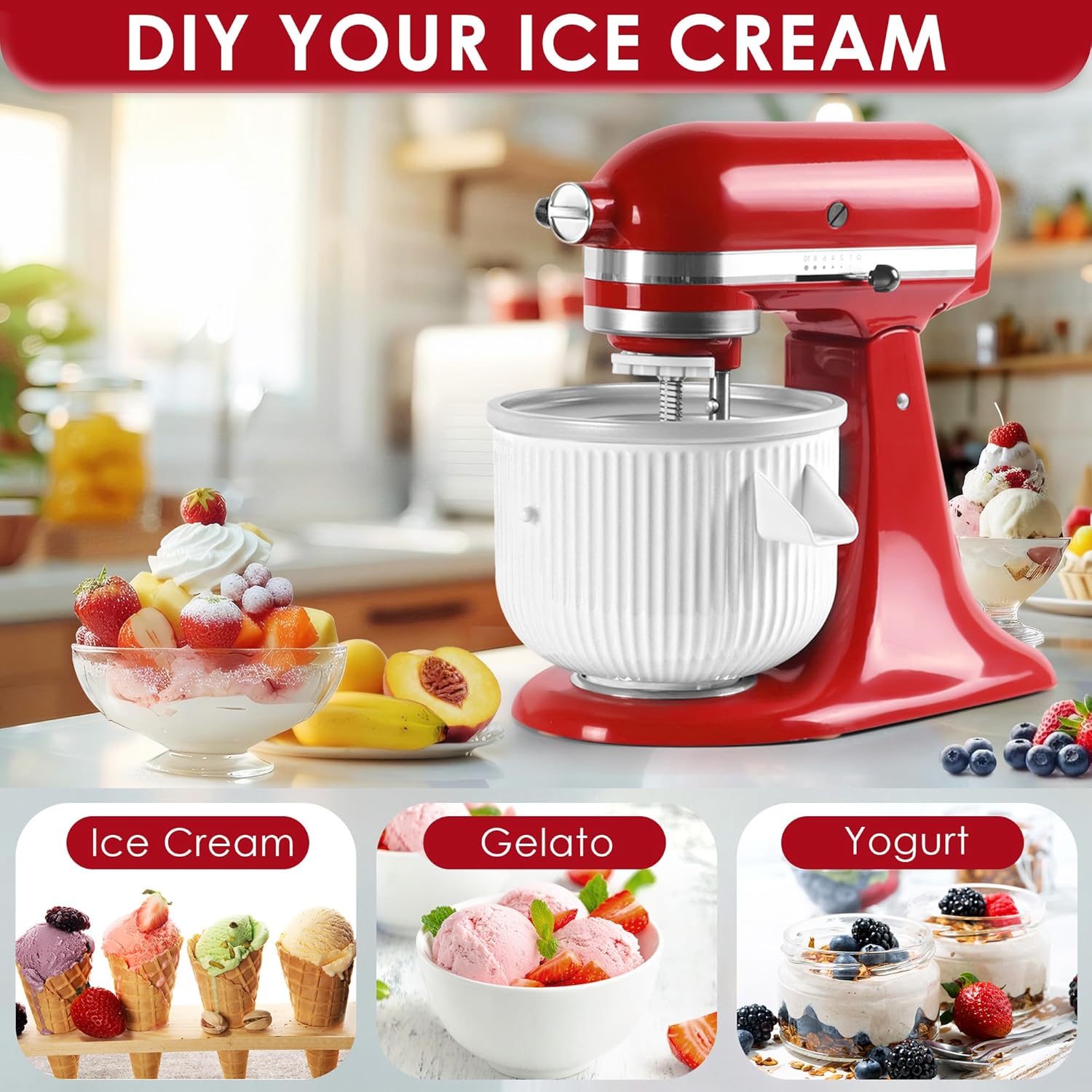 Ice Cream Maker Attachment for - đánh giá và giá Stand Mixer Bowl